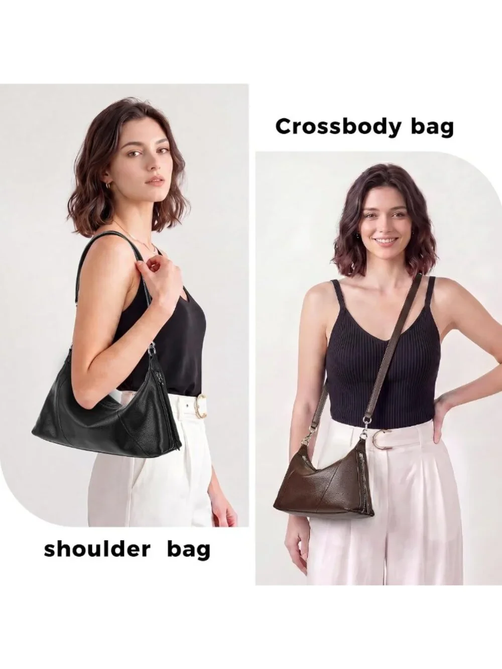 Stylish Genuine Leather Hobo Bag & Purses for Women - Minimalist Shoulder